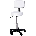 Easycomfort Sgabello Girevole with Schienale, Altezza Regolabile e 5 Ruote in pelle PU Bianca per Casa o Negozio