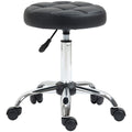 EasyComfort Sgabello Girevole Rotondo with Ruote, Altezza Regolabile e Rivestimento in Finta Pelle, black