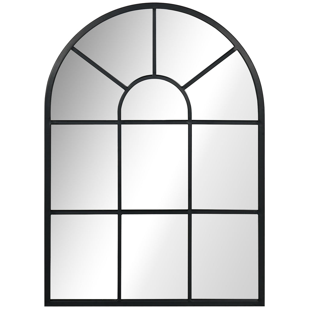 Easycomfort Specchio Moderno wall-mounted e a forma di Arco 70x50 cm per Camera da Letto e Soggiorno, in Metallo black e Vetro