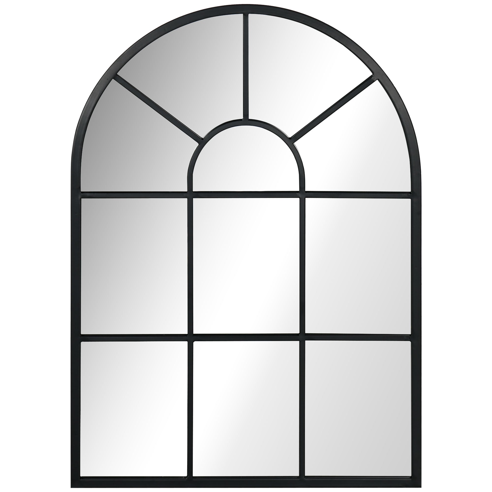 Easycomfort Specchio Moderno wall-mounted e a forma di Arco 70x50 cm per Camera da Letto e Soggiorno, in Metallo black e Vetro
