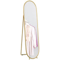 EasyComfort Specchio Verticale Ovale da Terra with Supporto, in Vetro e Metallo, 40x41x159 cm, Tonalità Oro