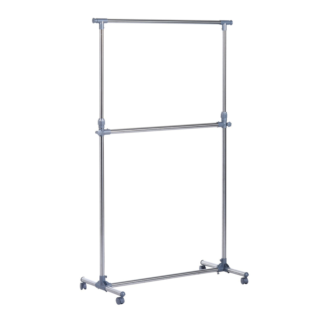 Easycomfort Stender Appendiabiti with Altezza ed Estensione Regolabili, 4 Ruote Girevoli, Acciaio Inox e ABS, 165x48x180cm
