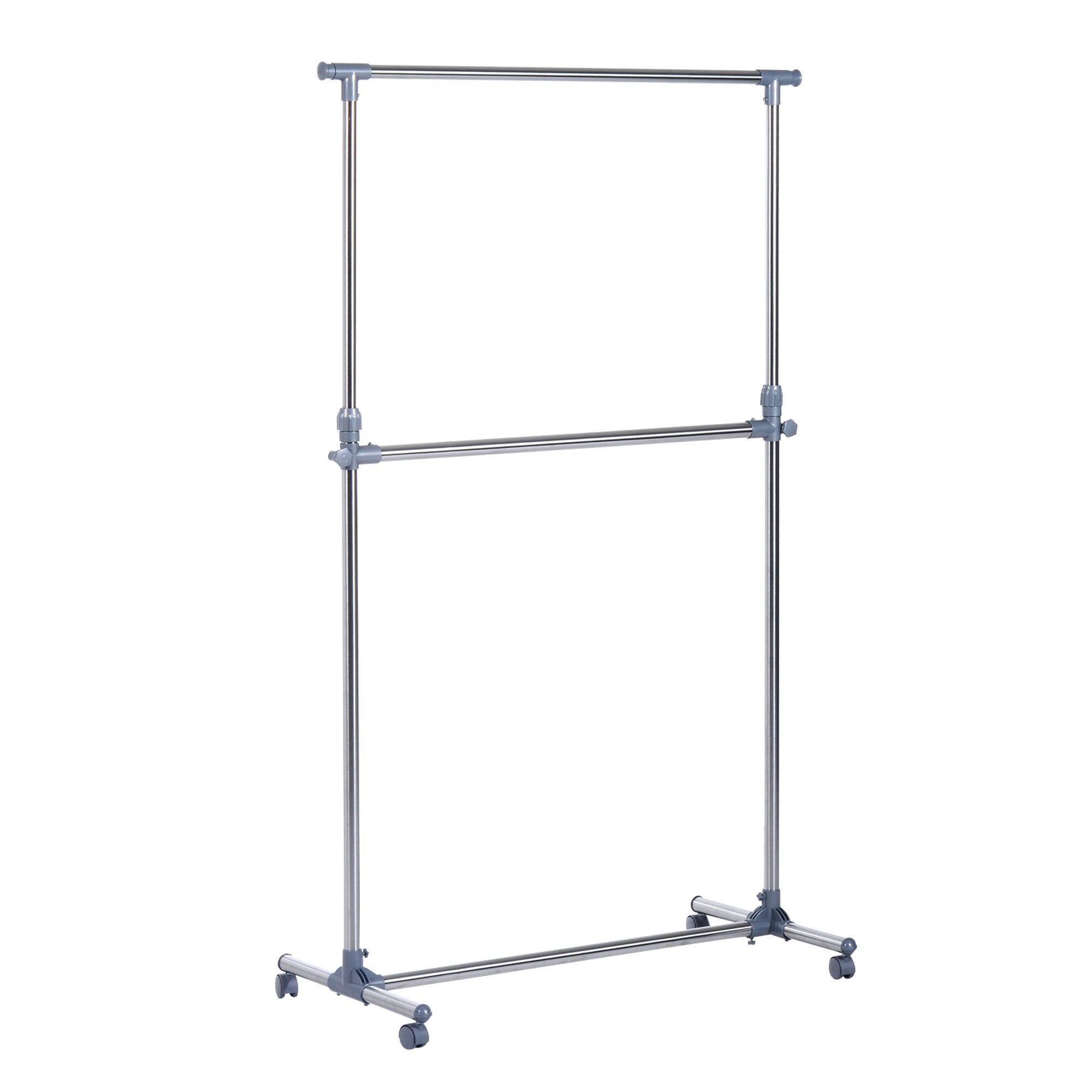 Easycomfort Stender Appendiabiti with Altezza ed Estensione Regolabili, 4 Ruote Girevoli, Acciaio Inox e ABS, 165x48x180cm