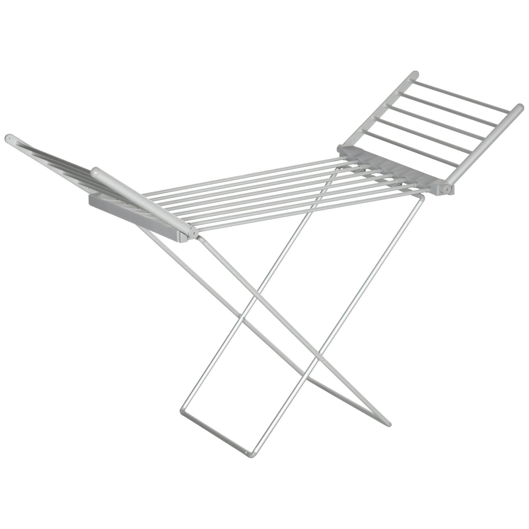 Easycomfort Stendino Elettrico Riscaldato with Ali Pieghevole Salvaspazio in Lega di Alluminio, 144x53x91cm, Argento