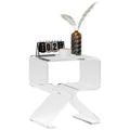 EasyComfort Tavolino Basso Geometrico a 2 Livelli in Acrilico with Gambe Triangolari, 40x30x45 cm, Trasparente