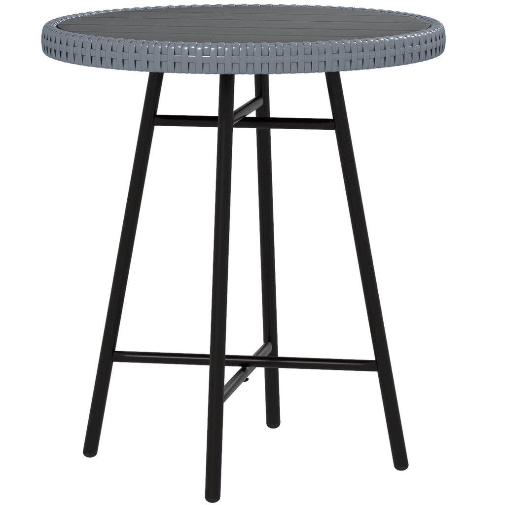 EasyComfort Tavolino da Giardino Moderno con Piano in Plastica di Legno, in Rattan e Acciaio, 50x50x55 cm, Grigio e Nero