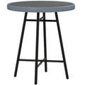 EasyComfort Tavolino da Giardino Moderno con Piano in Plastica di Legno, in Rattan e Acciaio, 50x50x55 cm, Grigio e Nero