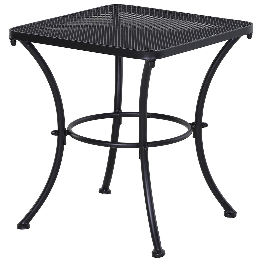 EasyComfort Tavolino da Giardino Quadrato in Acciaio with Piano Traforato, 45x45x50 cm, black