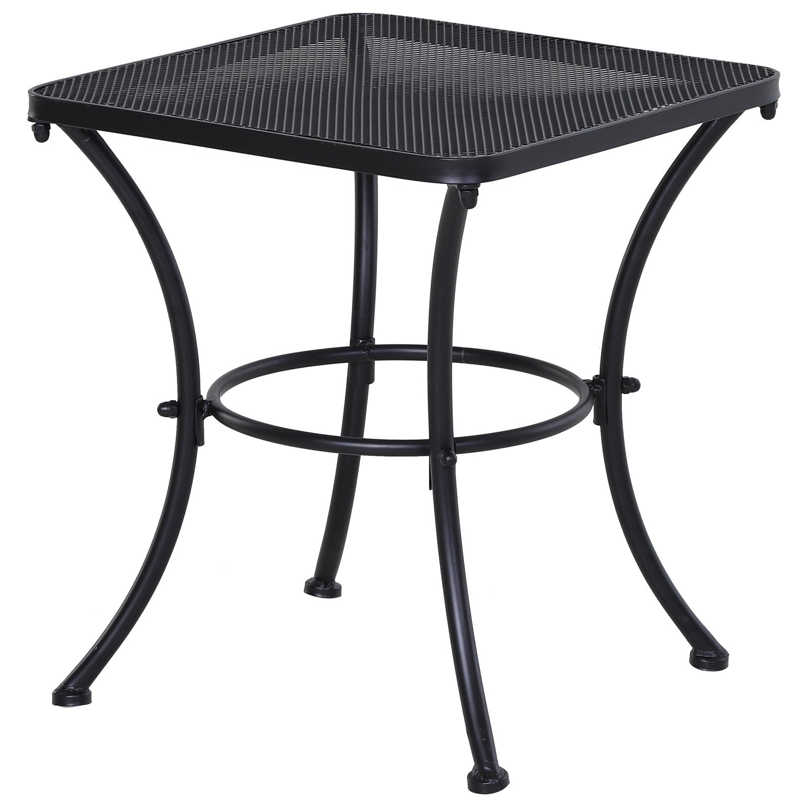 EasyComfort Tavolino da Giardino Quadrato in Acciaio with Piano Traforato, 45x45x50 cm, black