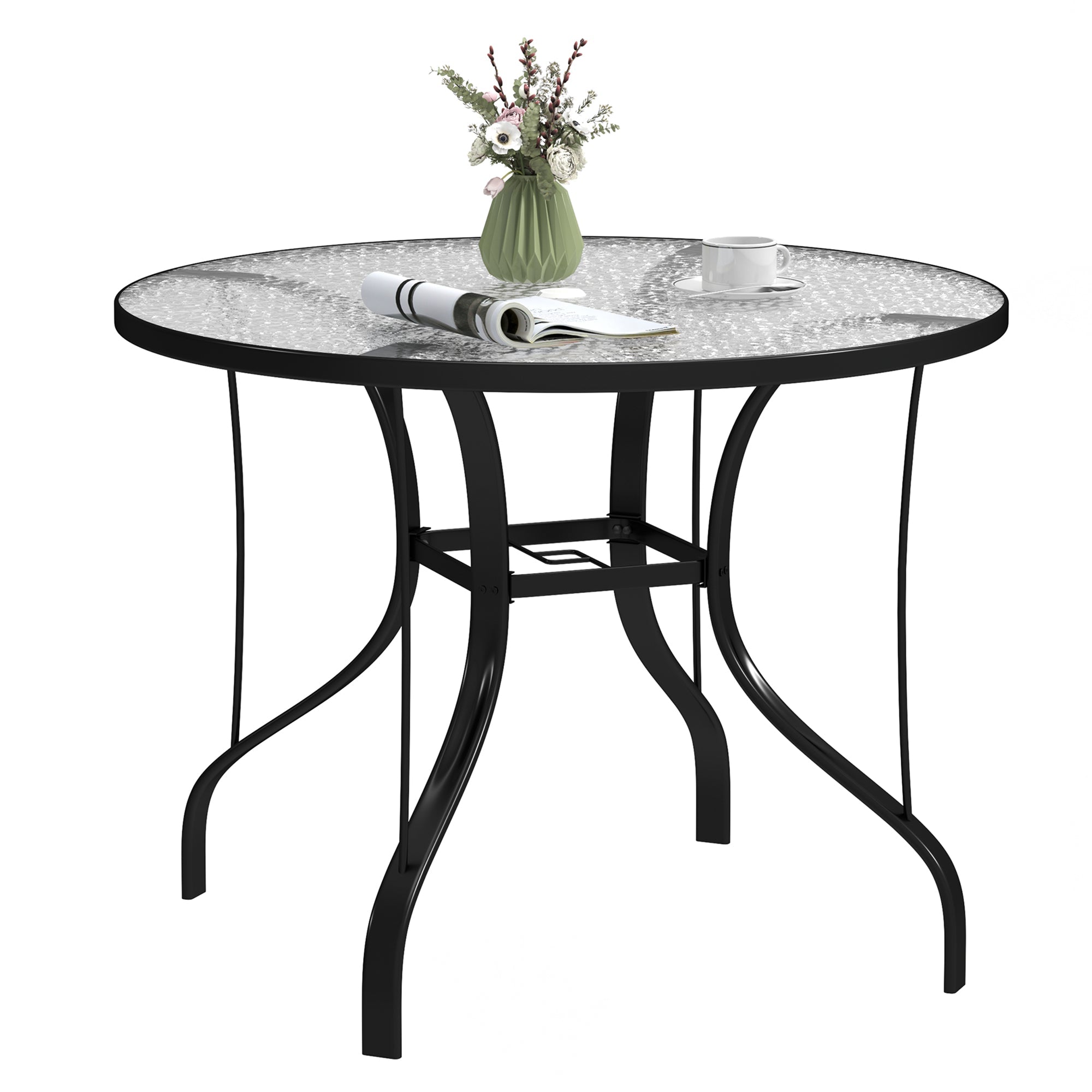 EasyComfort Tavolino rond tuintafel Ø96.5 x 71A cm zwart