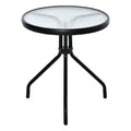 Easycomfort Tavolino da Giardino Rotondo with Ripiano in Vetro e Struttura in Metallo, Φ50x55cm, black