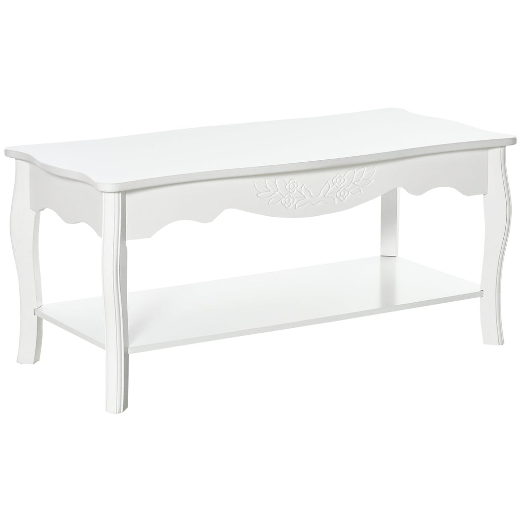 Easycomfort Tavolino da Salotto with Ampio Ripiano Portaoggetti Inferiore in Legno, 94x44x43cm, white