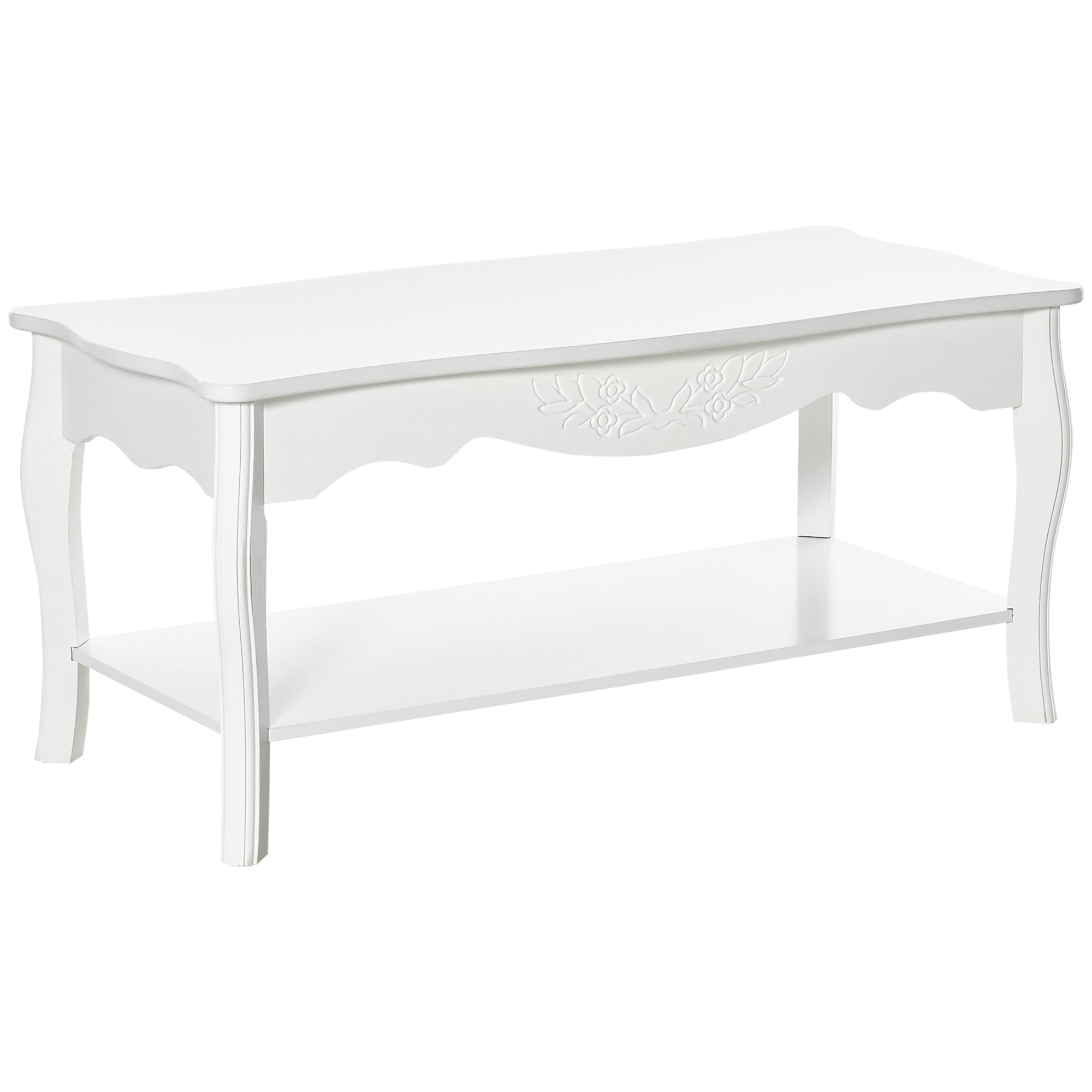 Easycomfort Tavolino da Salotto with Ampio Ripiano Portaoggetti Inferiore in Legno, 94x44x43cm, white