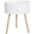 Easycomfort Tavolino da Salotto Moderno in Legno, Tavolino Rotondo with Cassetto, Tavolino da Caffè per Soggiorno e Camera, white