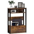 EasyComfort Tavolino da Soggiorno in Stile Industriale with 2 Ripiani, in Legno e Metallo, 46x18x58.5 cm, Marrone