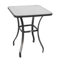 Easycomfort Tavolino Moderno Piano in Vetro Temperato, Tavolo da Giardino Esterno Metallo 68.5x68.5x84cm Grigio