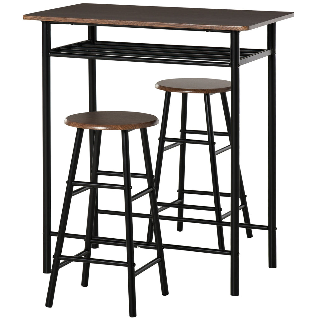 Easycomfort Tavolo Alto with 2 Sgabelli per Cucina, Soggiorno, Bar, Struttura in Acciaio with Poggiapiedi e Mensola