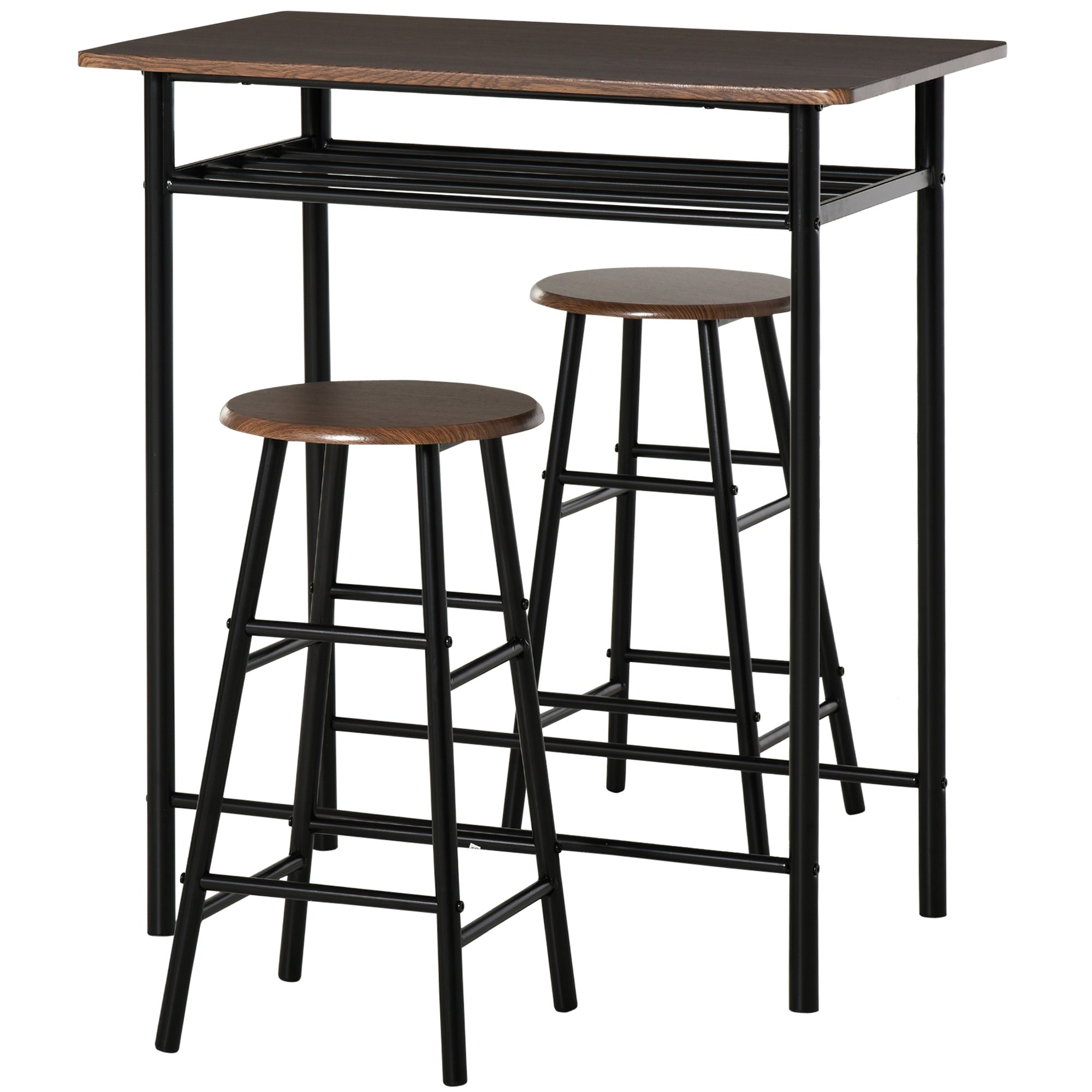 Easycomfort Tavolo Alto with 2 Sgabelli per Cucina, Soggiorno, Bar, Struttura in Acciaio with Poggiapiedi e Mensola