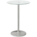 EasyComfort Tavolo Alto da Bar Moderno Rotondo with Base in Acciaio e Piano in Vetro, Ø70x102cm, Trasparente