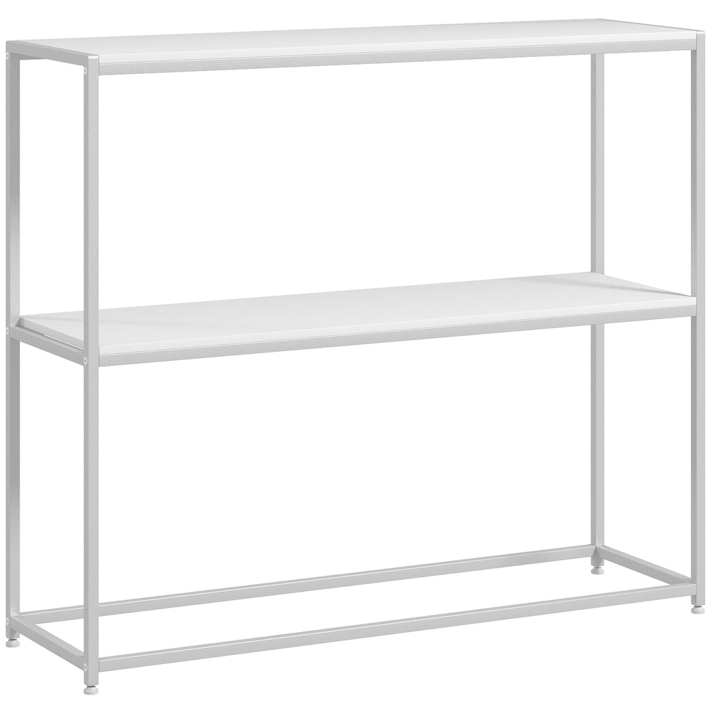 EasyComfort Tavolo Consolle da Ingresso with Ripiano Aperto, in Acciaio e Truciolato, 100x30x87 cm, white