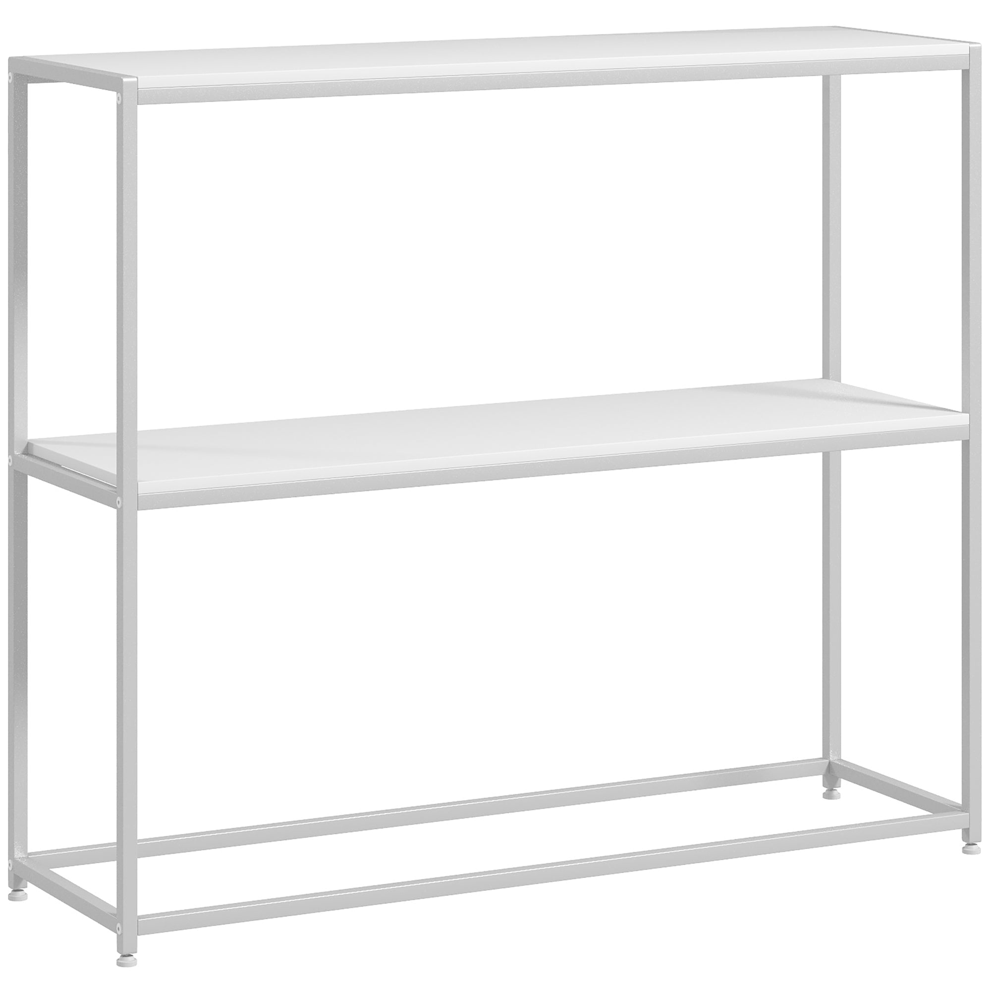 EasyComfort Tavolo Consolle da Ingresso with Ripiano Aperto, in Acciaio e Truciolato, 100x30x87 cm, white