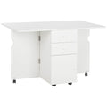 EasyComfort Tavolo da Cucina a Ribalta with 2 Cassetti e Armadietto ad Ante, in Truciolato, 120x80x75 cm, white