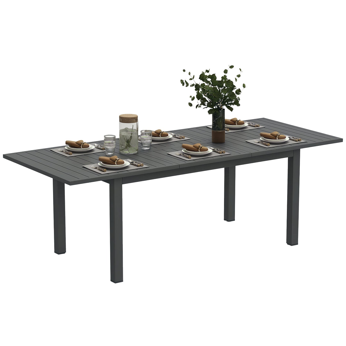 EasyComfort uitklapbare tuintafel 160–220 cm aluminium grijs