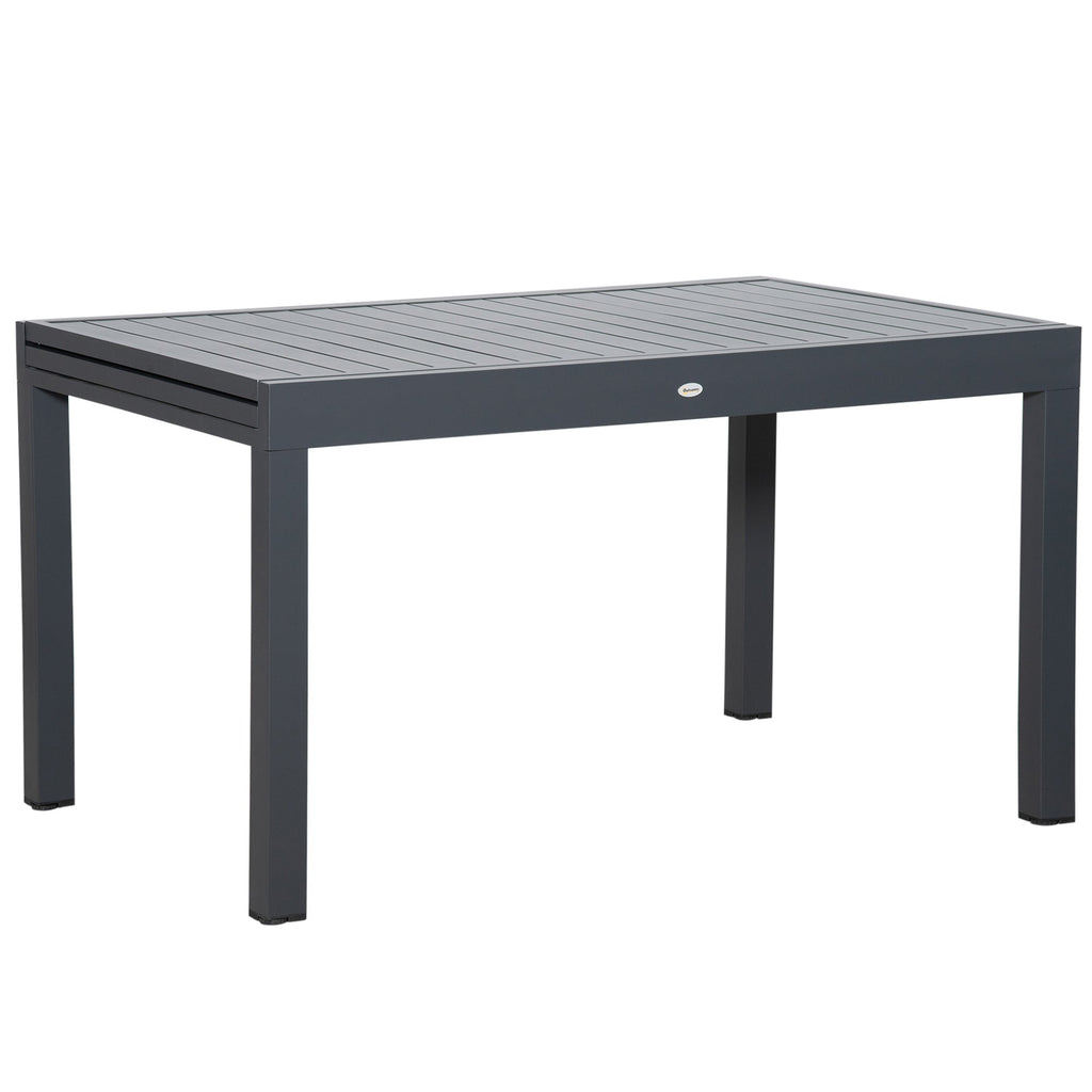 EASYCOMFORT Extendable Garden Table for 8-10 People, in Aluminium, 135-270x90x75cm, Gray