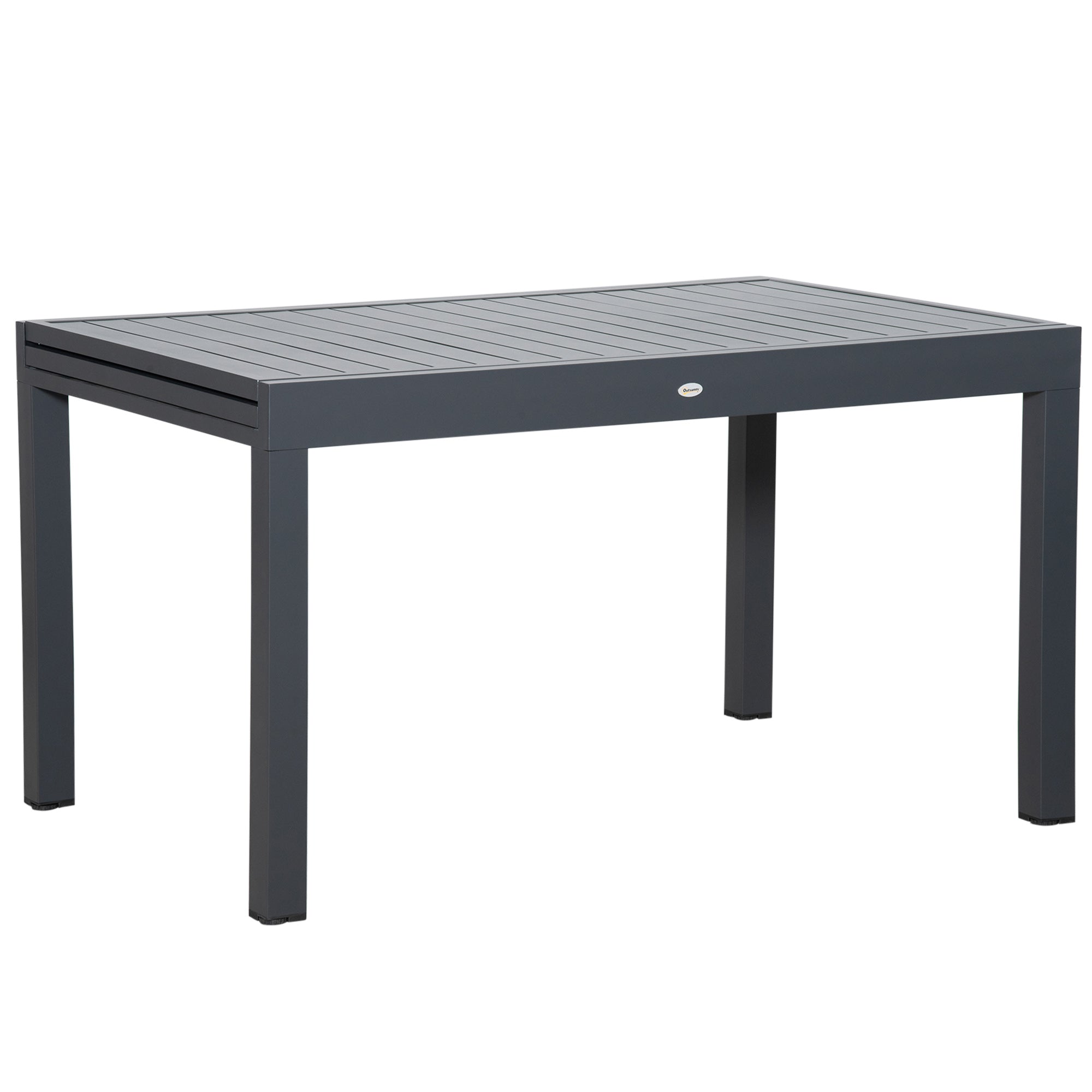 EASYCOMFORT Extendable Garden Table for 8-10 People, in Aluminium, 135-270x90x75cm, Gray