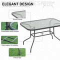 Easycomfort Tavolo da Giardino with Foro per Ombrellone, Arredamento da Esterno in Metallo e Vetro 120x80x70cm Grigio