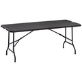 Easycomfort Tavolo da Giardino Pieghevole per 6 Persone in Acciaio e HDPE, 180x75.5x73cm, Grigio Scuro