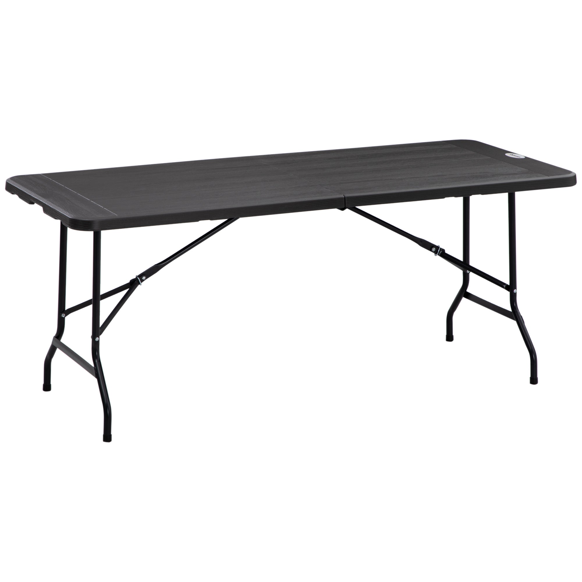Easycomfort Tavolo da Giardino Pieghevole per 6 Persone in Acciaio e HDPE, 180x75.5x73cm, Grigio Scuro
