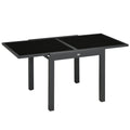 EasyComfort Tavolo da Pranzo Allungabile da Giardino with Piano in Vetro e Alluminio, 80-160x80x75 cm, black