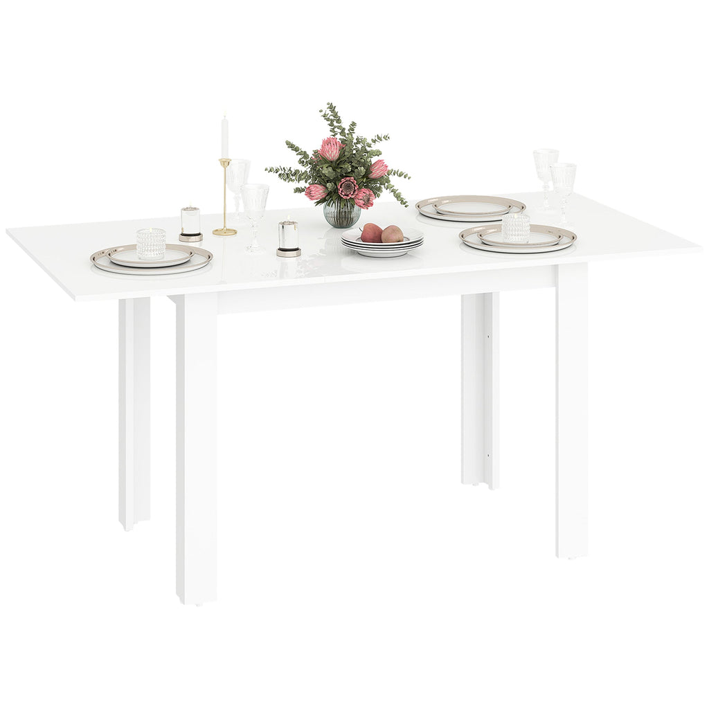 EasyComfort Tavolo da Pranzo Allungabile per 4-6 Persone with Pannelli a Ribalta, in Legno, 120-160x80x78 cm, white