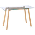 Easycomfort Tavolo da Pranzo Rettangolare per 4 Persone max, in Acciaio with Piano in Vetro Temperato, 120x60x76 cm