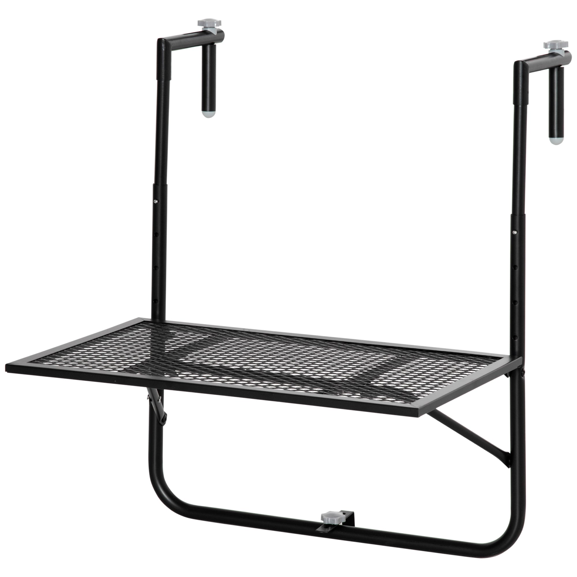 Easycomfort Tavolo da Ringhiera Pieghevole e Regolabile in Metallo, 60x60x57-72cm, black
