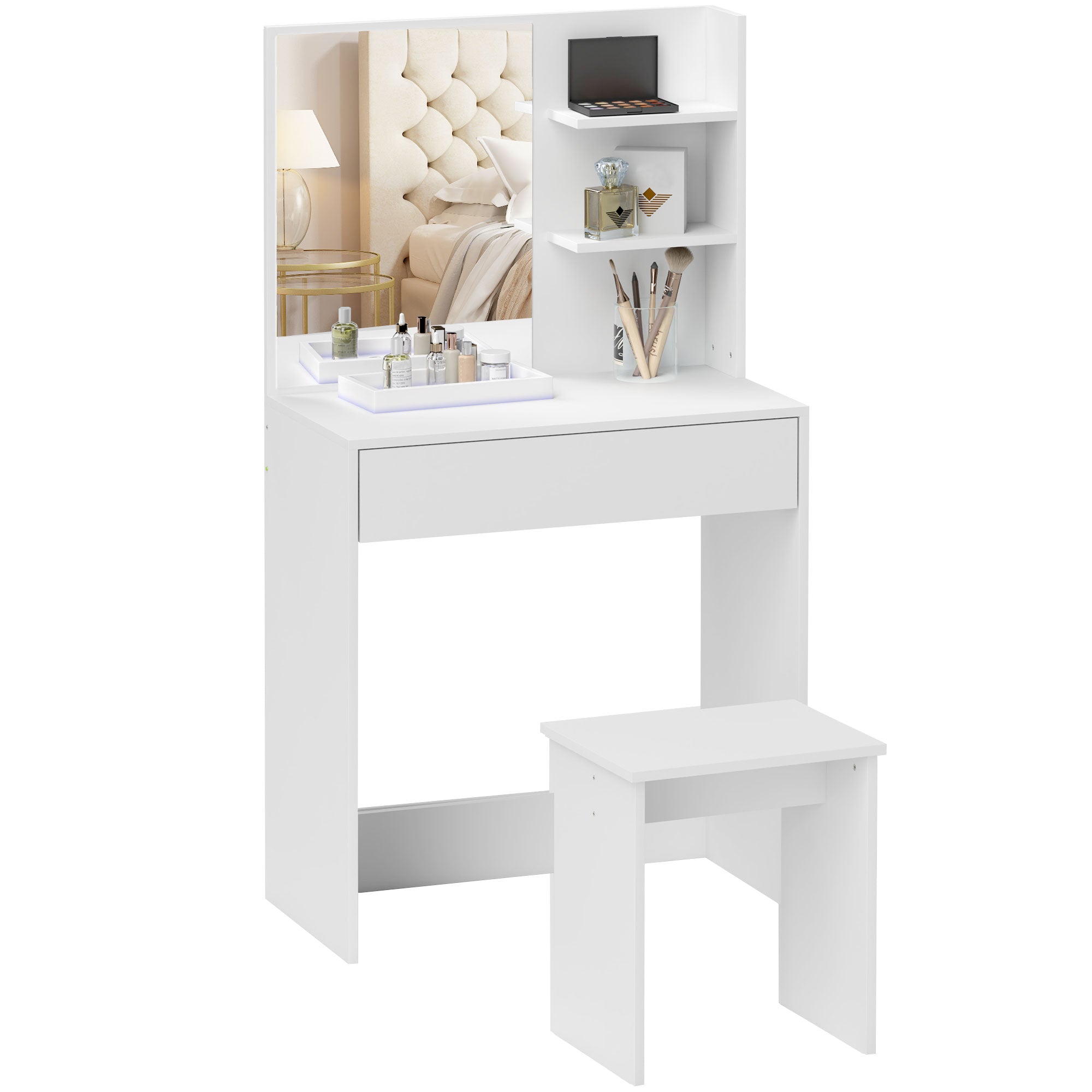 EasyComfort make-uptafel met spiegel en kruk