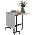 EasyComfort Tavolo Pieghevole a Ribalta per 4-6 Persone with 6 Rotelle, in Legno e Acciaio, 120x80x73 cm, Grigio