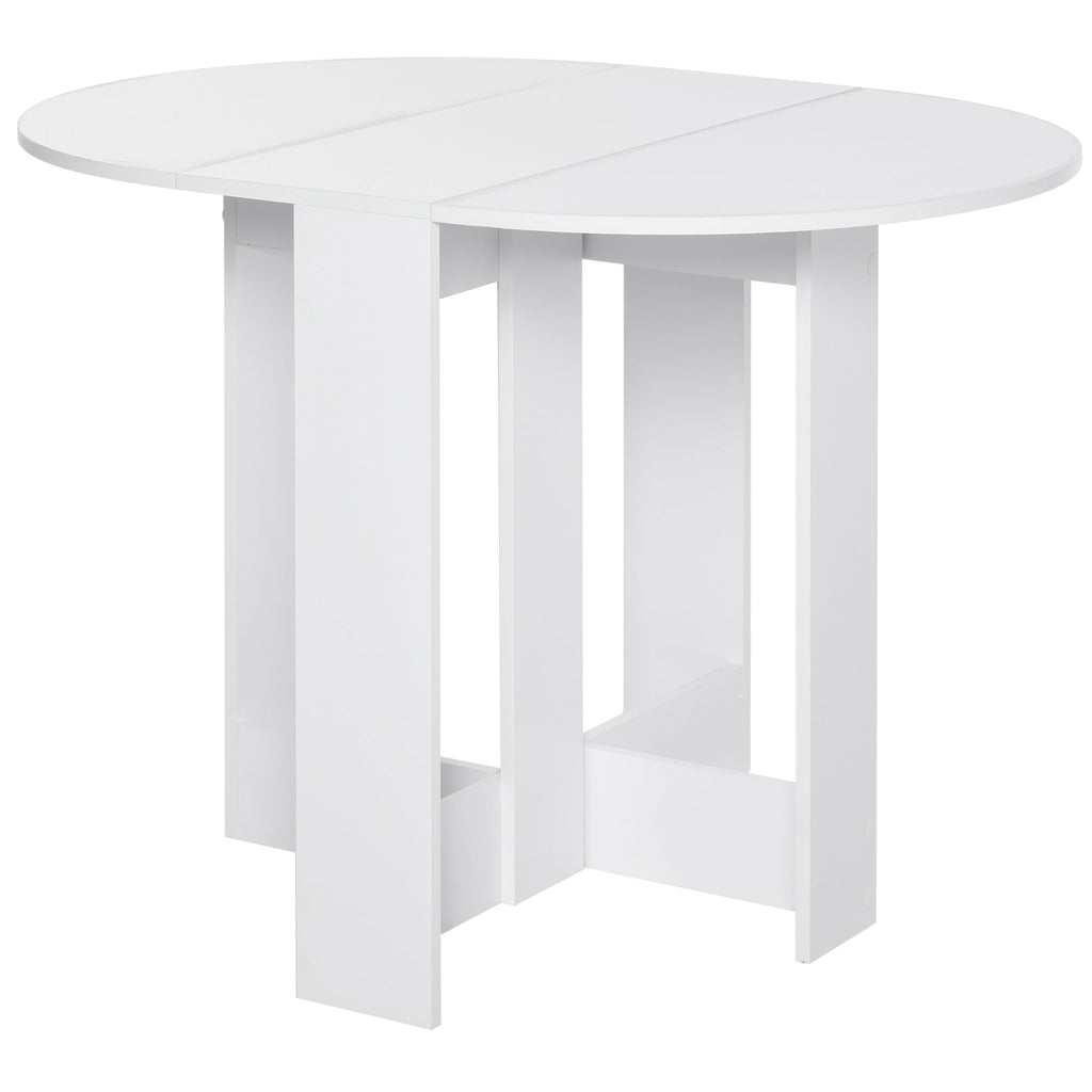 Easycomfort Tavolo Pieghevole da Pranzo a 2 Ribalte, Tavolo da Pranzo Allungabile in Legno Salvaspazio per Cucina e Soggiorno, 104x76x73.7 cm, white