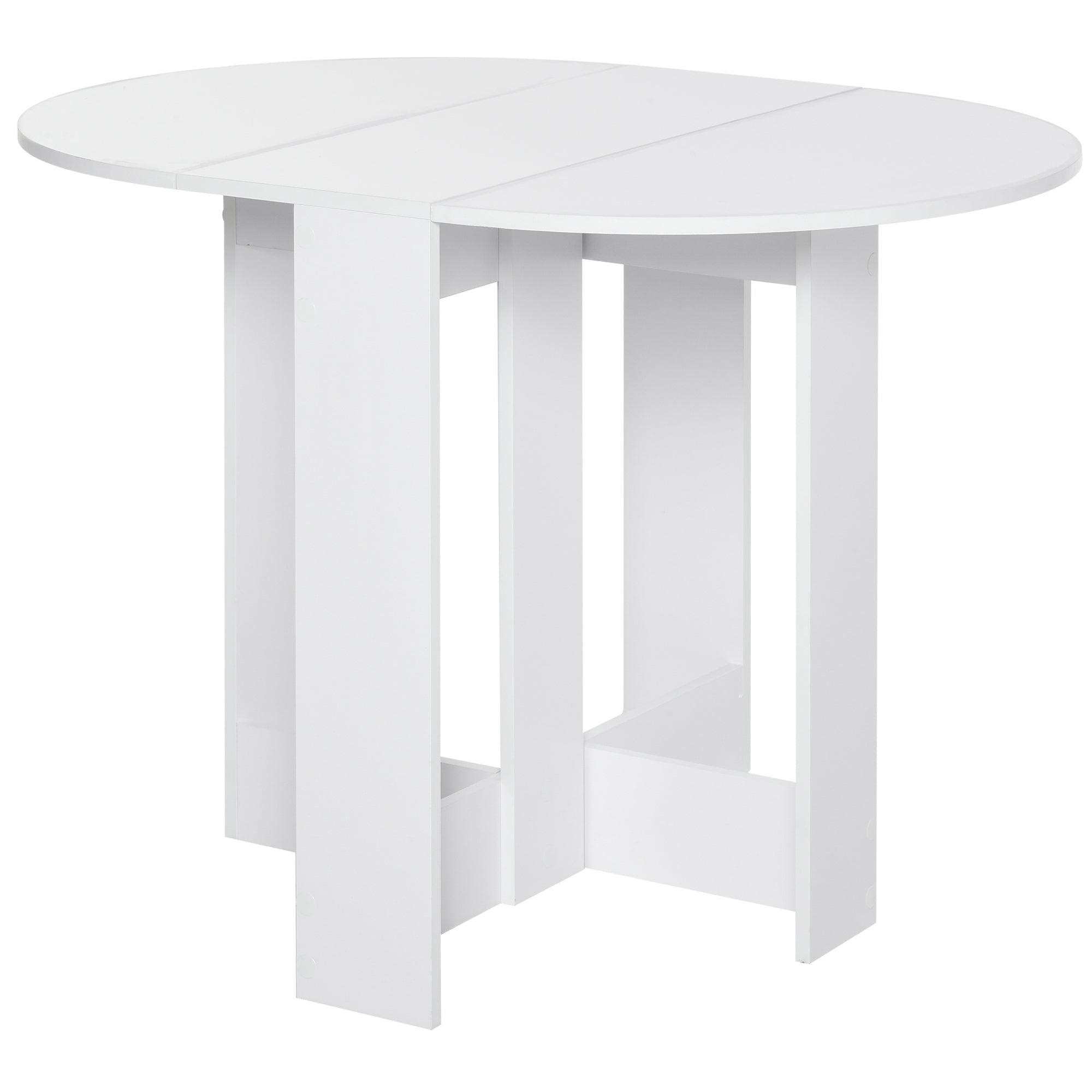 Easycomfort Tavolo Pieghevole da Pranzo a 2 Ribalte, Tavolo da Pranzo Allungabile in Legno Salvaspazio per Cucina e Soggiorno, 104x76x73.7 cm, white