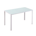 Easycomfort Tavolo Rettangolare da 4 Persone per Cucina e Soggiorno, Tavolo Moderno in Metallo e Vetro Temperato, 120x60x75 cm, white