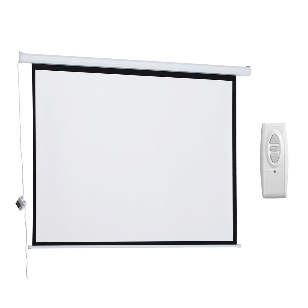 Easycomfort Telo Proiettore 84" Formato 4:3 with Telecomando, in Tessuto Plastico e Metallo, 171x130 cm, white