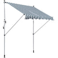 EASYCOMFORT Outdoor Roller Awning 2x1.5m with Crank, Adjustable Height and Angle, White and Green