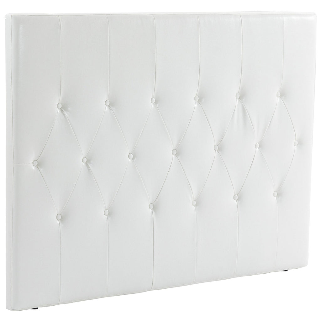EasyComfort Testiera Letto Matrimoniale Imbottita with Design a Bottoni, in Pelle PU e MDF, 160x7x120 cm, white