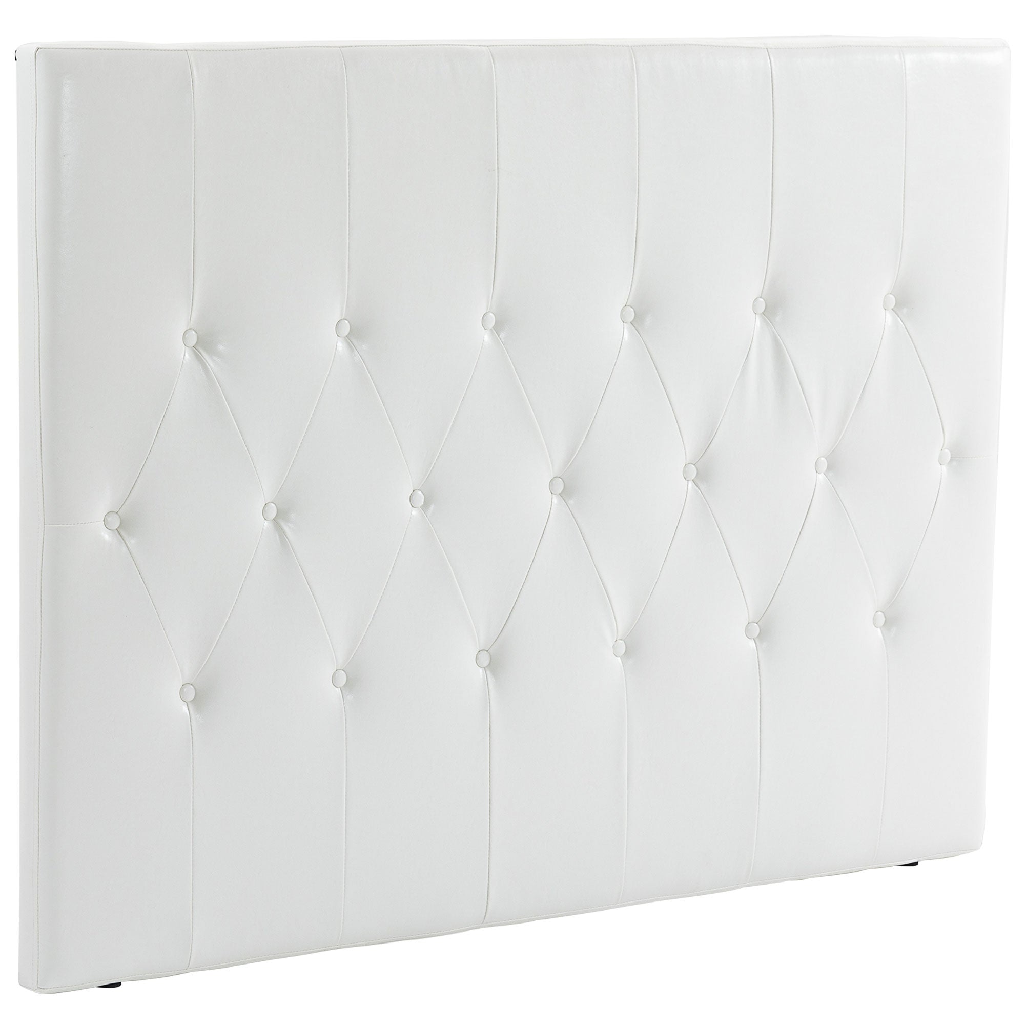 EasyComfort Testiera Letto Matrimoniale Imbottita with Design a Bottoni, in Pelle PU e MDF, 160x7x120 cm, white