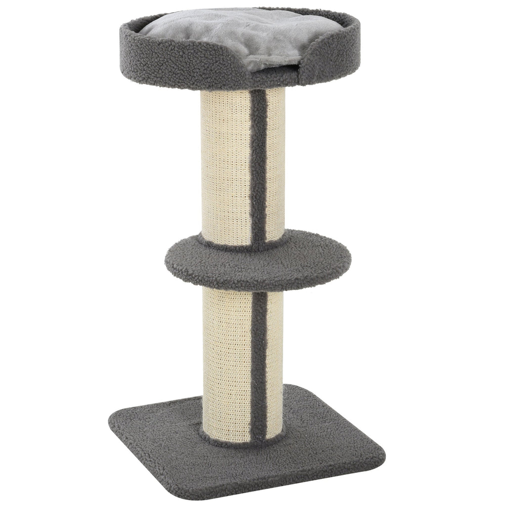EASYCOMFORT Tree Scratching Post for Cats with Kennel, Cushion, Plush Cover and Sisal Rope Poles
