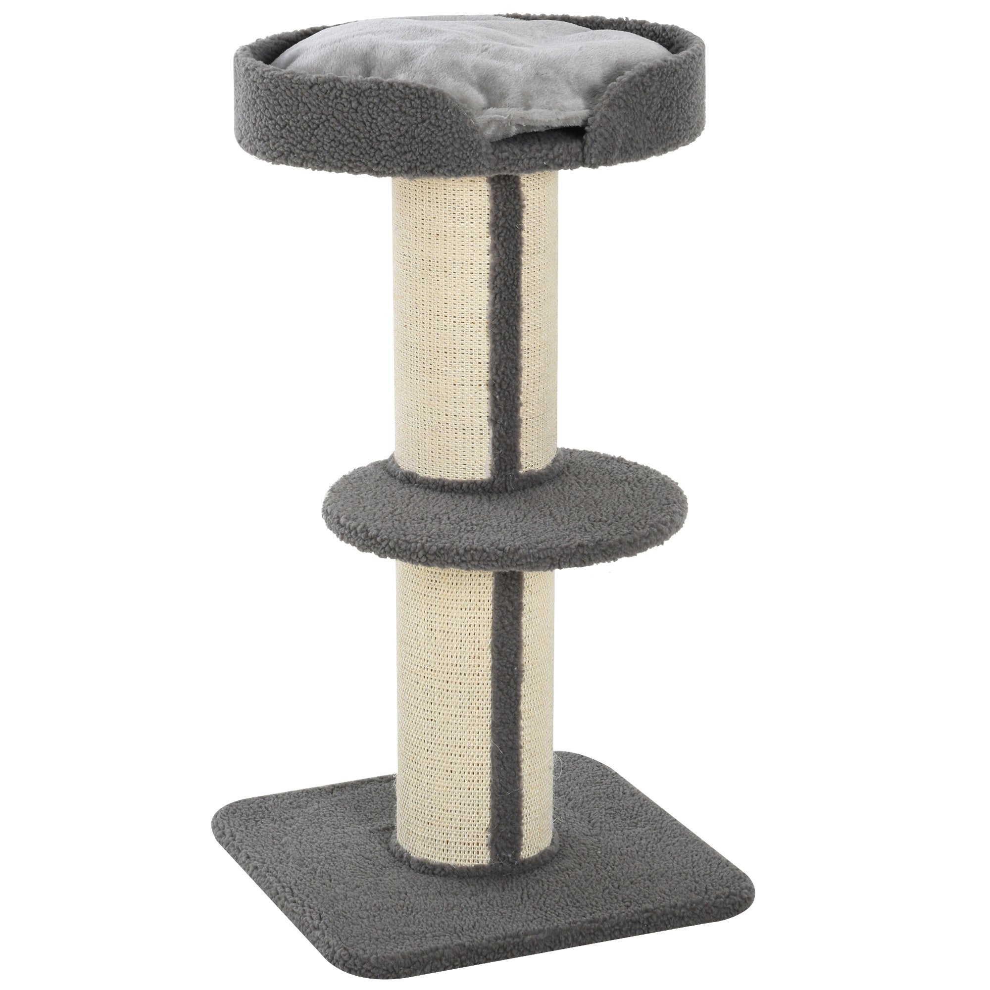 EASYCOMFORT Tree Scratching Post for Cats with Kennel, Cushion, Plush Cover and Sisal Rope Poles