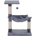 EASYCOMFORT Multilevel Cat Scratching Post with Hammock and Ball, Wood and Plush, 50x36x70cm, Gray