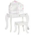 Easycomfort Toeletta per Bambini with Sgabello, Tavolo Trucco with Triplo Specchio e Cassetto, 63x40x85.5cm, white