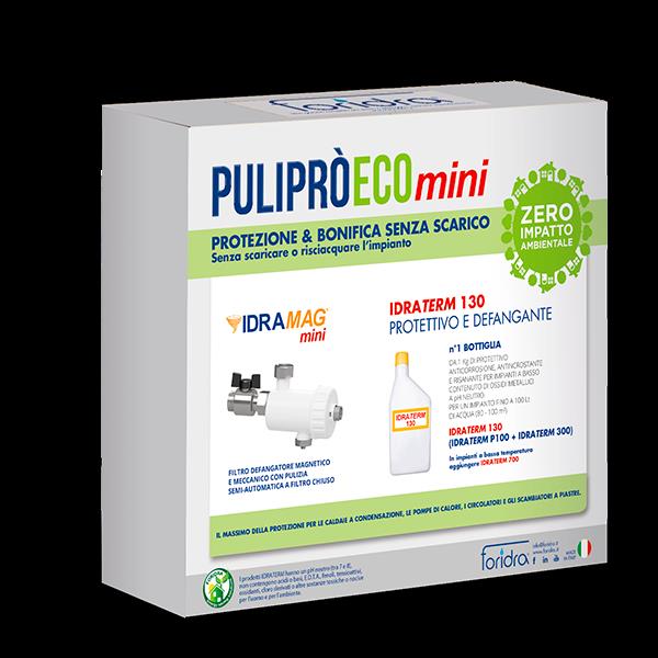 Foridra Puliprò Eco Mini Boiler Protection Kit consisting of Idramag Mini dirt separator filter + Idraterm 130 anti-corrosive